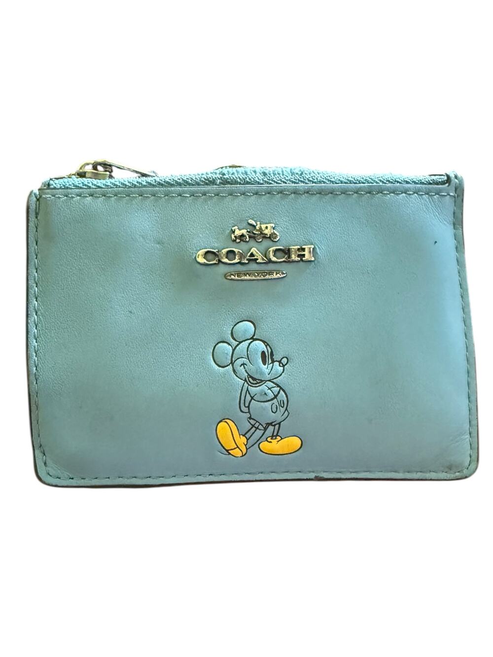 Coach X Disney Blue Leather ID Card Coin Wallet